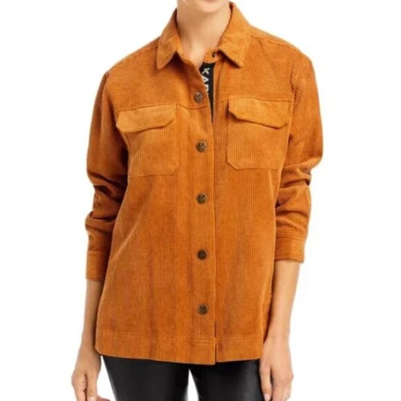 Karl Lagerfeld Paris Women's M Snap Corduroy Shacket Roasted Pecan NWT - Picture 1 of 15